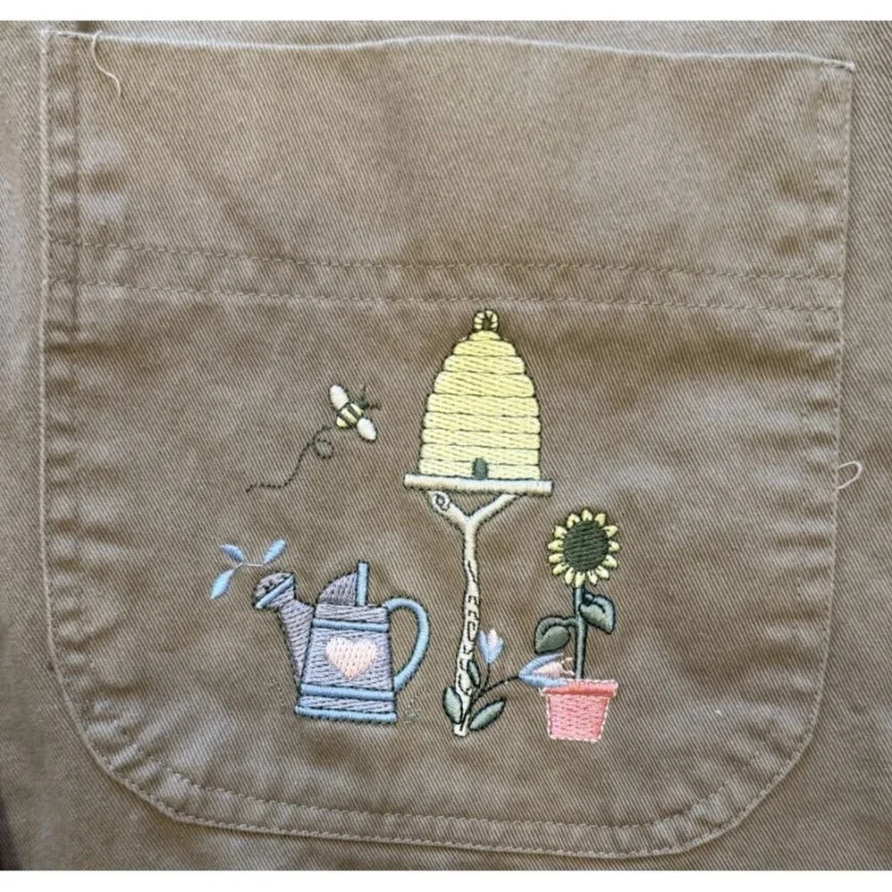 Christopher & Banks Womens Embroidered Chore Jacket Angels Cat Gardening L 90s - Picture 5 of 10